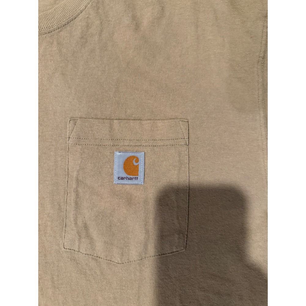 Carhartt Mens Loose Fit Heavyweight Pocket T-Shirt Tan Khaki XL Tall K87 - Picture 2 of 4